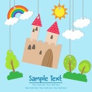 csstle castle cartoon card with text
