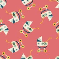 baby rattle flat icon EPS 10 seamless pattern background N3