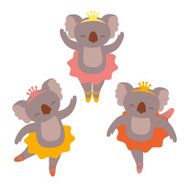 Cute koala ballerina characters