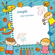 Kids with Paper Background and Toys Frame N3