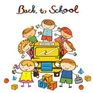 Kids and School Bus back to
