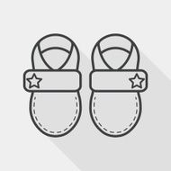 baby booties flat icon with long shadow line N3