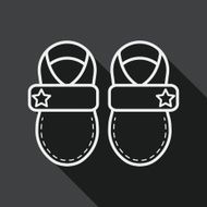 baby booties flat icon with long shadow line N4