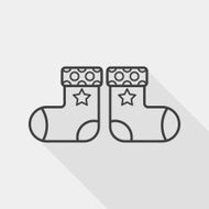 baby stocking flat icon with long shadow line N2