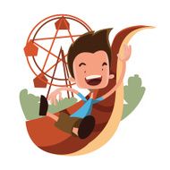 Boy at the luna park vector illustration cartoon character