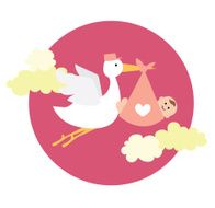 stork delivering newborn baby