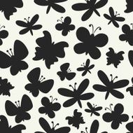 Retro seamless vector pattern of colorful butterfly silhouettes N4