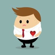 Vector of Sad Businessman with heart bleeding concept broken