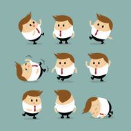Vector Set of Chubby businessman characters with different action
