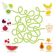 fruit labyrinth game for Preschool Children Vector