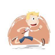 boy running in school uniform