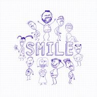 sketch of happy smiling people N2