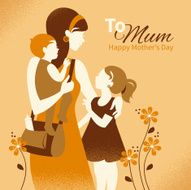 Beautiful mother silhouette with her children N2