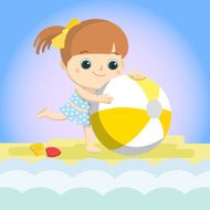 girl and ball summer Mascot cartoon Vector EPS10