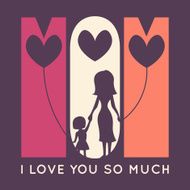 Happy Mother Day retro greeting card Vector illustration