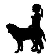 Vector silhouette of girl with dog