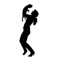 Vector silhouette of people with dog N4