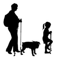 Vector silhouette of people with dog N5