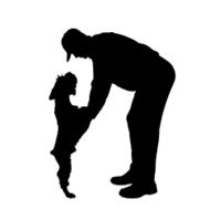 Vector silhouette of people with dog N6