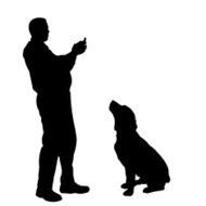 Vector silhouette of people with dog N7