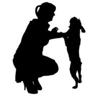 Vector silhouette of people with dog N9