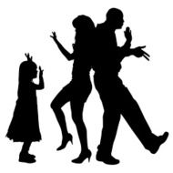 Vector silhouette of a family N61