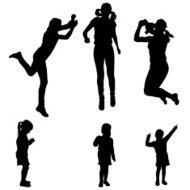 Vector silhouette of a woman with child N5