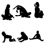 Vector silhouette of woman with a child N4