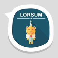 birthday teddy bear flat icon with long shadow eps10 N51