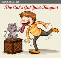 Cat touching a boy&#039;s tongue