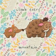 Cartoon vector floral card with mammoth N11