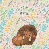Cartoon vector floral card with mammoth N13
