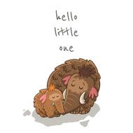Cute cartoon card with mammoth Vector illustration N9