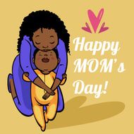 Funny cartoon mothers day card vector illustration N5