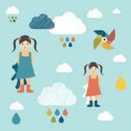 Kids wall paper pattern Girl concept