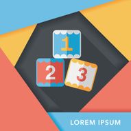 123 blocks flat icon with long shadow eps10 N27