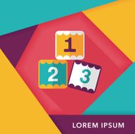 123 blocks flat icon with long shadow eps10 N28