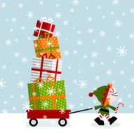 Elf and gifts christmas present gift snow illustration vector