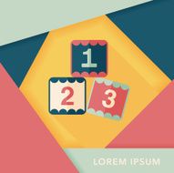 123 blocks flat icon with long shadow eps10 N29