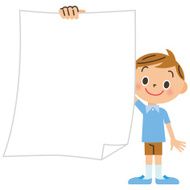 Primary schoolchild boy paper
