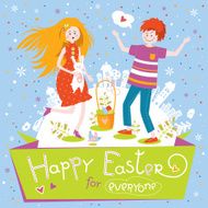 Happy Easter greeting card in vector