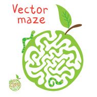 Vector Maze Labyrinth with Ð¡aterpillar and Apple