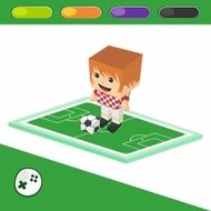 soccer boy block isometric cartoon character N62