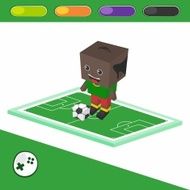 soccer boy block isometric cartoon character N63