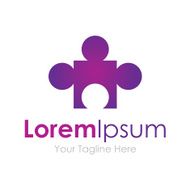 Human part puzzle purple color element icon logo for business