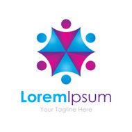 Umbrella effect purple blue partnership team element icons business logo