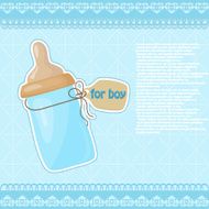 Vintage blue patterned bottle of milk for the boy