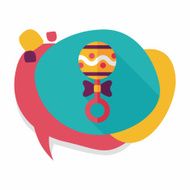 baby rattle flat icon with long shadow EPS 10 N163