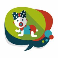 baby Rattle flat icon with long shadow eps10 N227