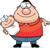 Cartoon Dad Holding Baby N3